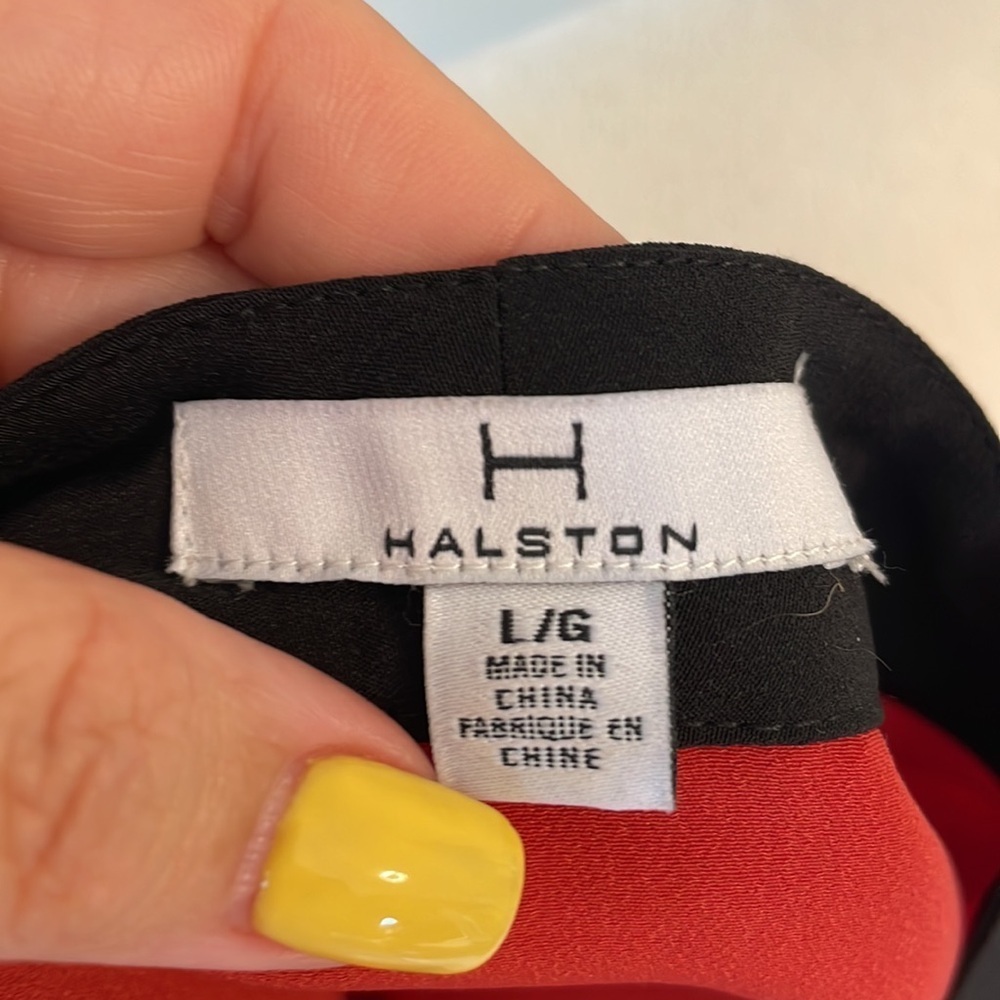 H by HALSTON colorblock sleeveless top snap down front closure rustic orange L - Picture 5 of 9